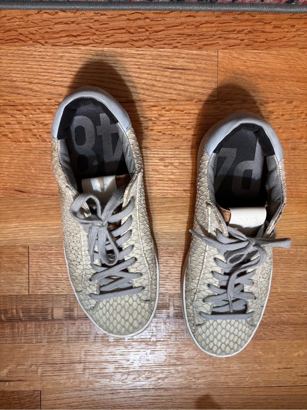P448 Men's Low-Top Sneakers in Light Beige with Gray Laces